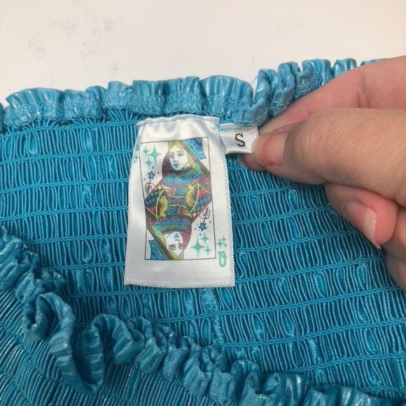 Queen Of Sparkles Swing Shorts Size S Blue Shimmer Iridescent - Picture 3 of 5